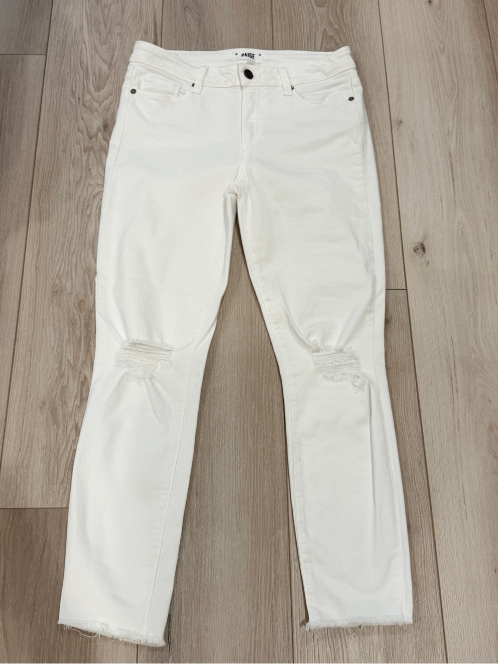 Paige Verdugo Crop Distressed Jeans White